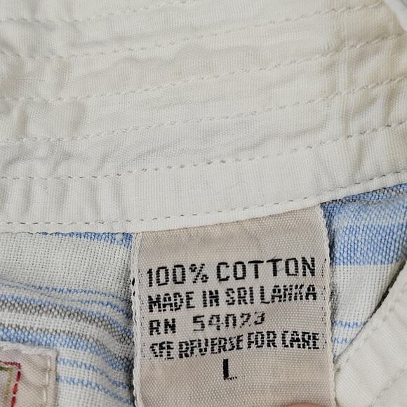 Vintage Banana Republic Shirt Mens Large Blue Striped Mandarin Collar Cali 90s - Picture 4 of 7